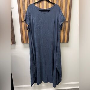 Grizas Lagenlook Silk & Bamboo Navy Maxi Dress, size XL